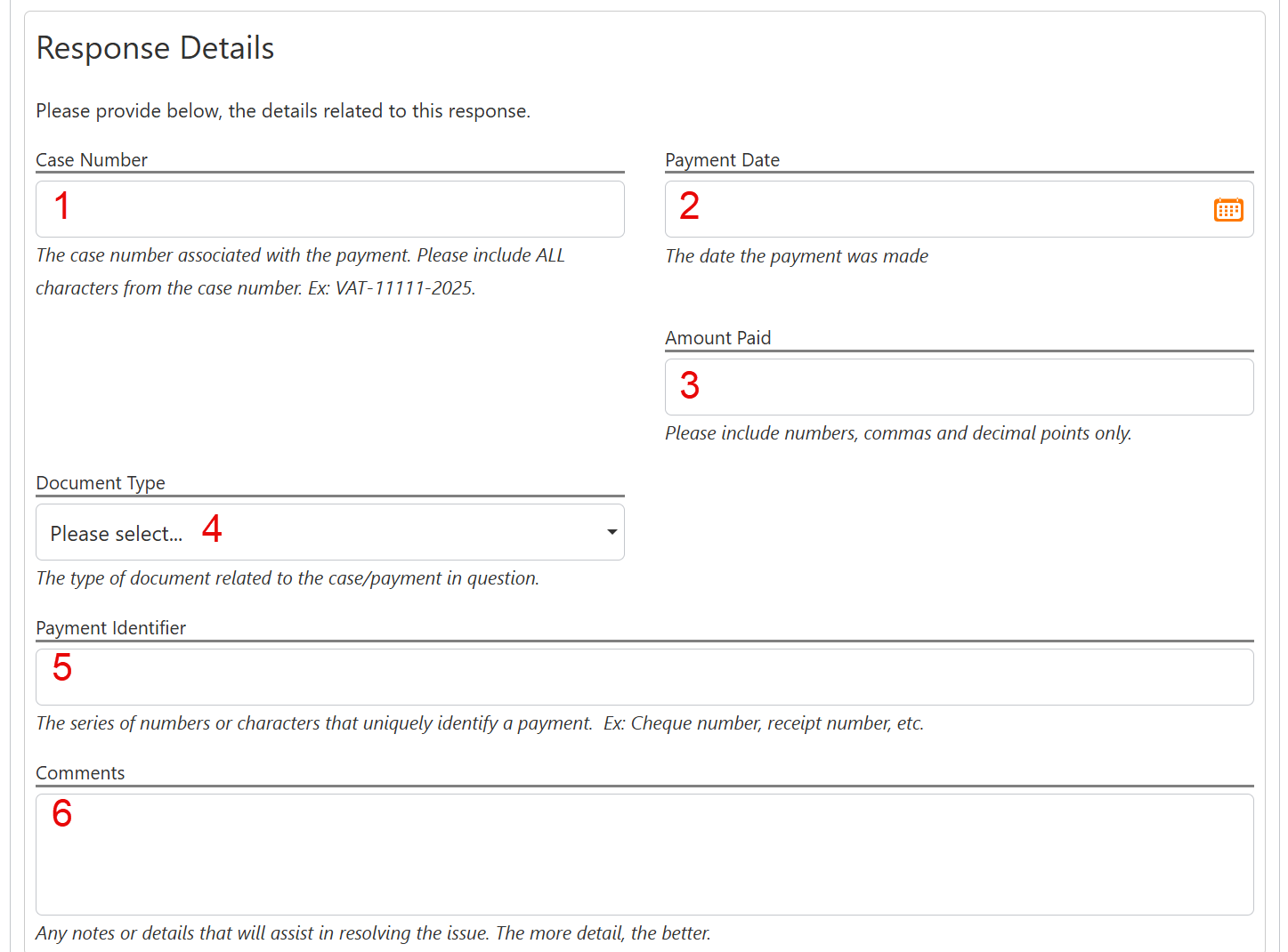 Other option form with all fields