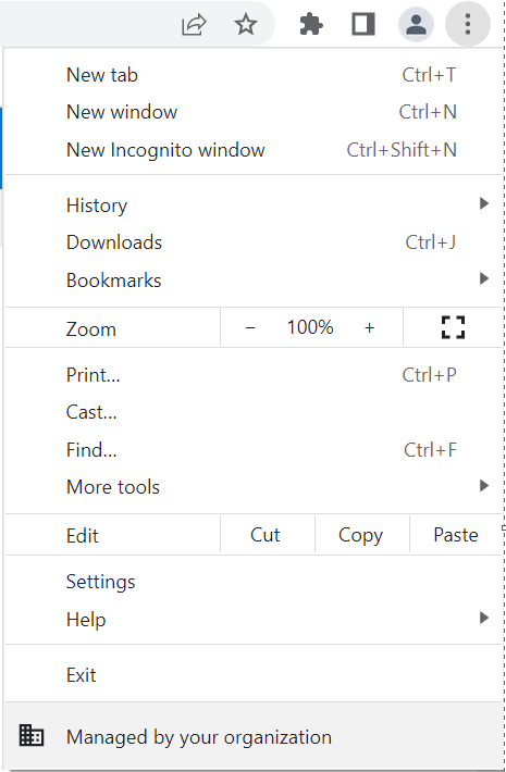Browser menu showing Print option