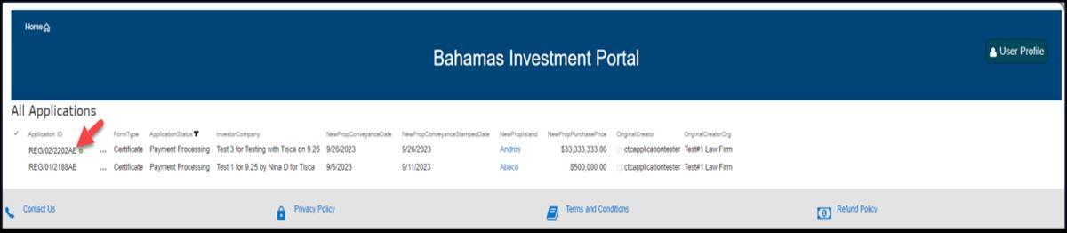 Applications panel showing My Applications Awaiting Payment