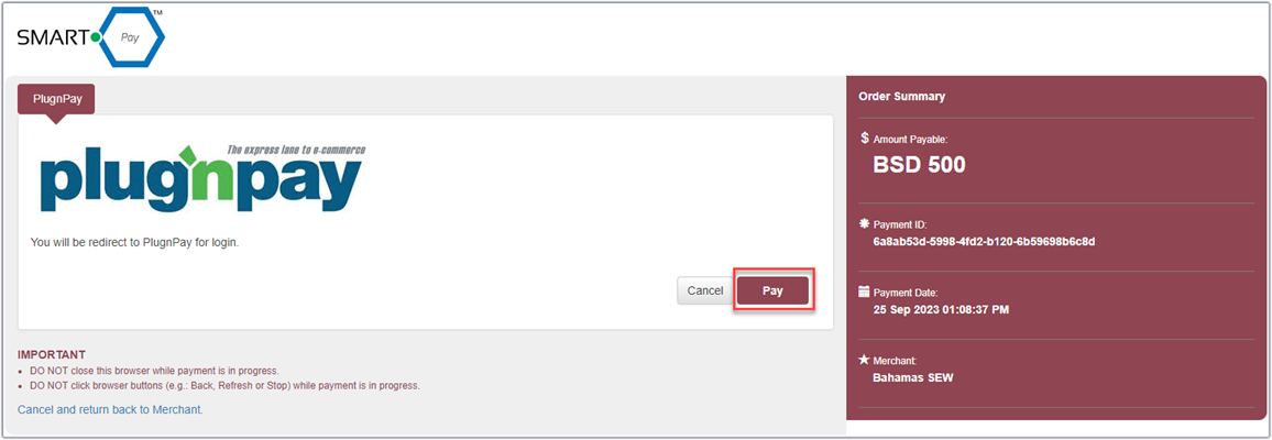 Make Payment button highlighted