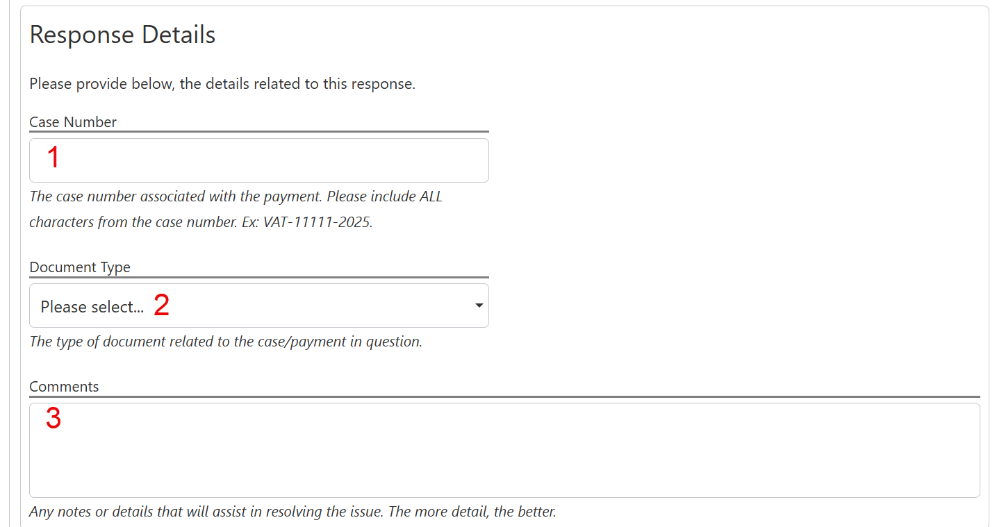 I am awaiting dispute resolution form fields