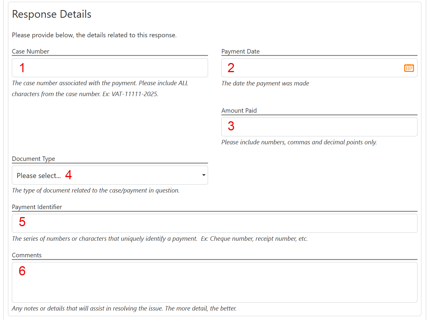 I already submitted a payment form fields